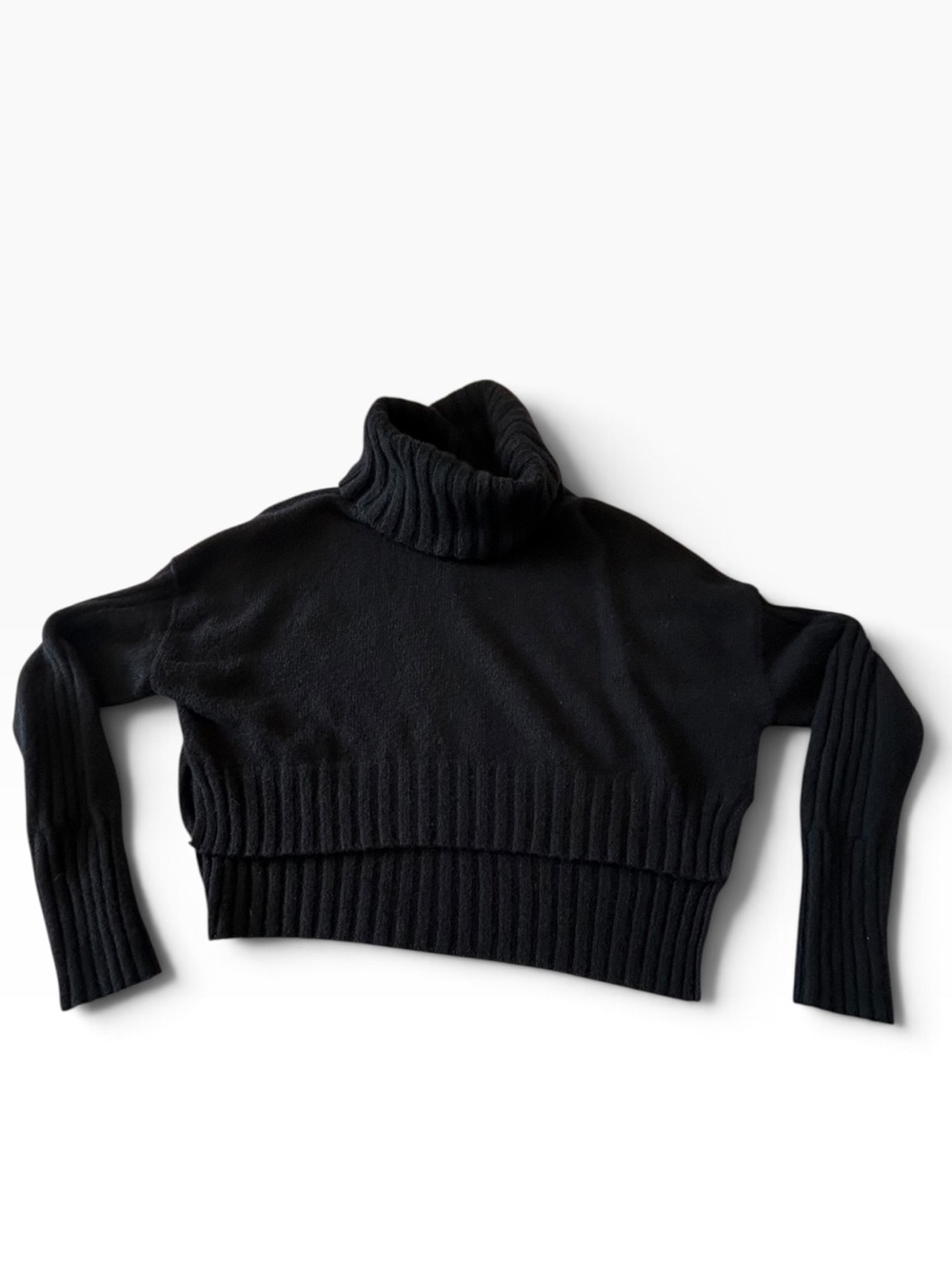 AllSaints Akira Black Cashmere Wool Turtleneck Sweater